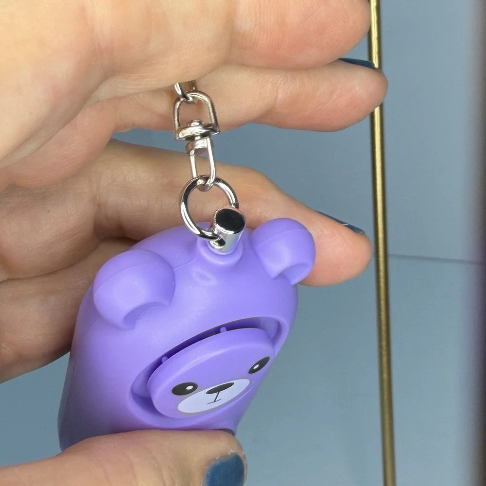 Personal Alarm Flashlight 130dB Rechargeable Looks Like Ordinary Bag Charm